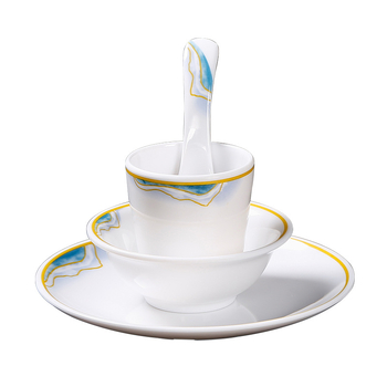 Melamin hotel étkészlet, négy darabos, overglaze felülettel, Belien márka, logó nyomtatásának lehetősége