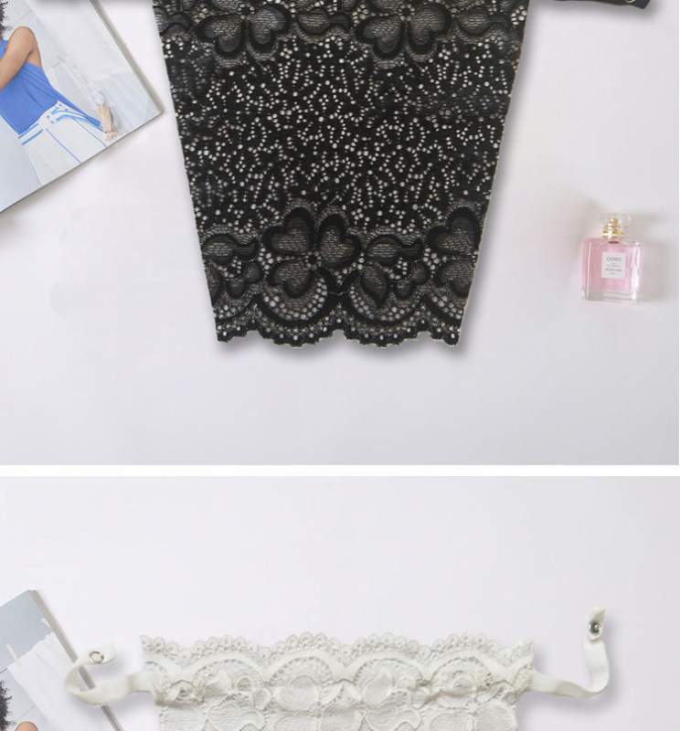 Bandeau fără bretele, cu margine din dantelă, fără cusături, din ice silk poliester