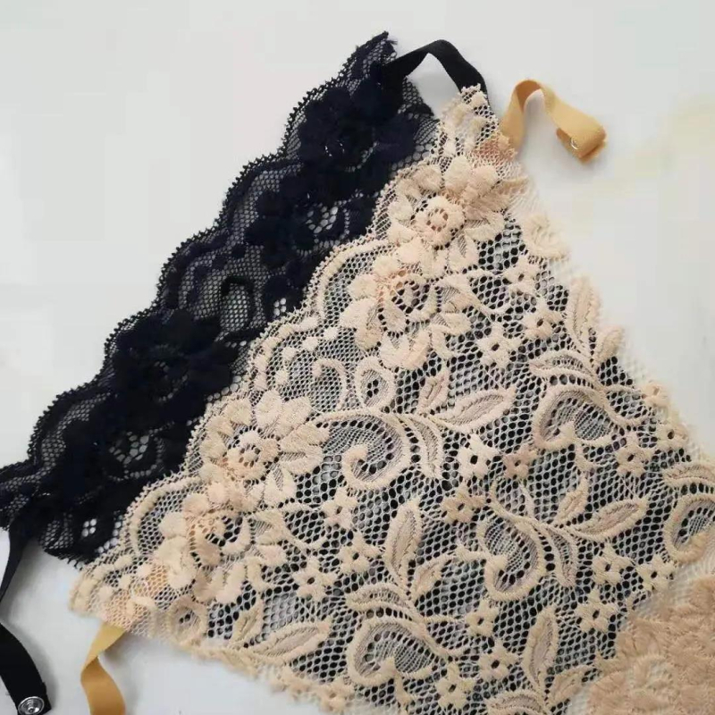 Bandeau fără bretele, cu margine din dantelă, fără cusături, din ice silk poliester