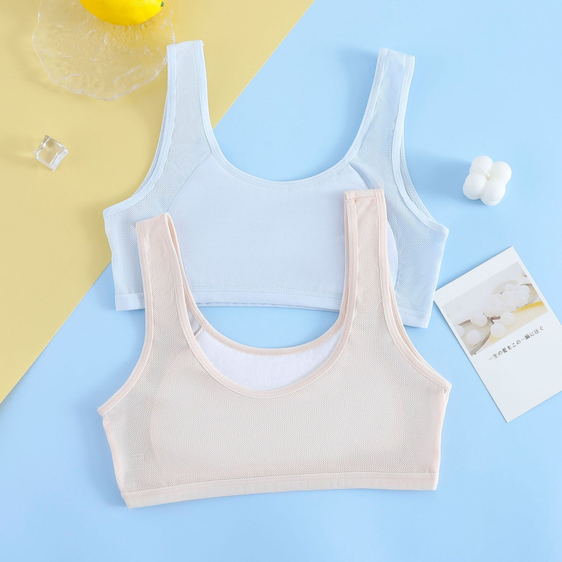 Jiao Baizi top tub din bumbac pentru adolescente – dublu strat, cupe pline, cupe subțiri modelate, respirabil și confortabil (vara 2024)