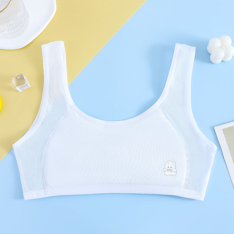 Jiao Baizi top tub din bumbac pentru adolescente – dublu strat, cupe pline, cupe subțiri modelate, respirabil și confortabil (vara 2024)