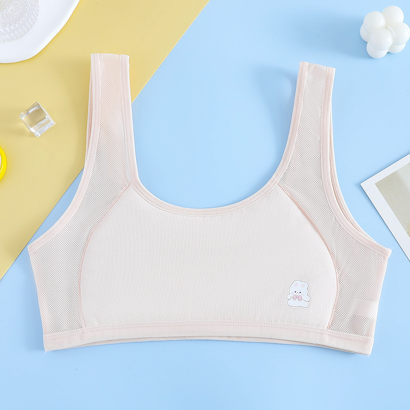 Jiao Baizi top tub din bumbac pentru adolescente – dublu strat, cupe pline, cupe subțiri modelate, respirabil și confortabil (vara 2024)
