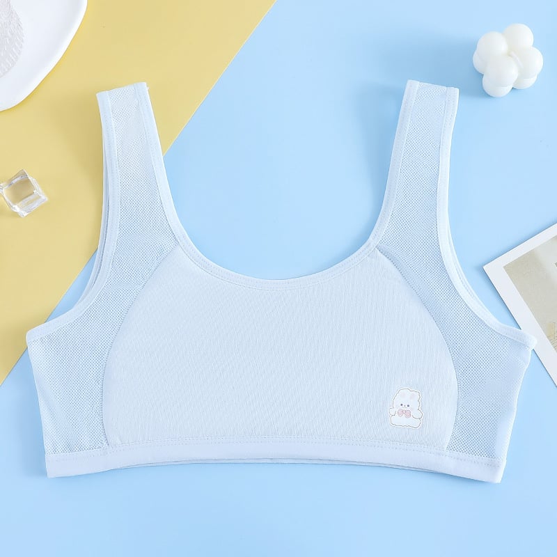 Jiao Baizi top tub din bumbac pentru adolescente – dublu strat, cupe pline, cupe subțiri modelate, respirabil și confortabil (vara 2024)