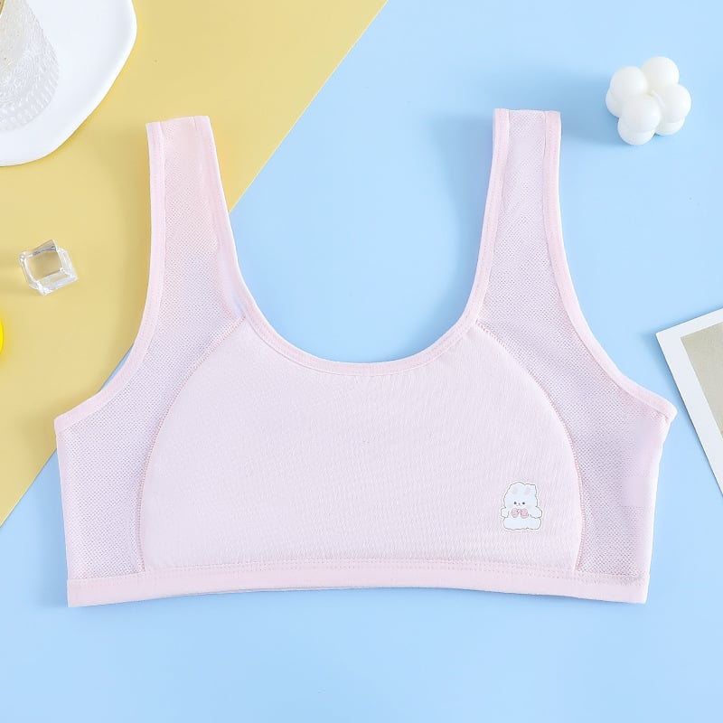 Jiao Baizi top tub din bumbac pentru adolescente – dublu strat, cupe pline, cupe subțiri modelate, respirabil și confortabil (vara 2024)