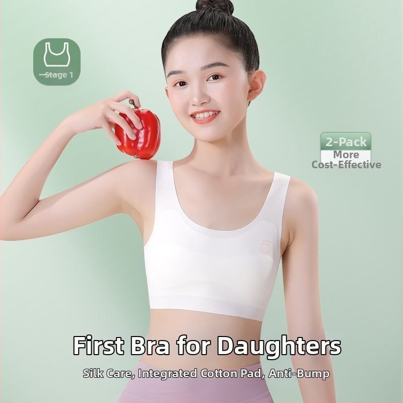 Bustier în stil vest pentru fete 7–12 ani, cupe subțiri modelate, cupă completă, Ice Silk/Nylon