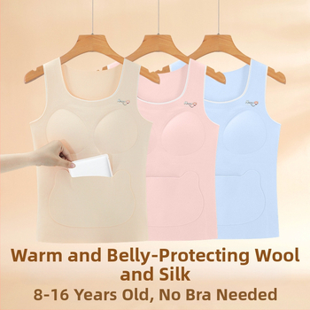 Tüdrukutele talvine termiline vest bez õmblusteta kõhu kaitsega; koostis: 91% polüester, 4,5% elastaan, 2,5% viskoos, 1% villa, 1% moorusilk; 8+ aasta vanustele lastele ja teismelistele (pikkus üle 140 cm)