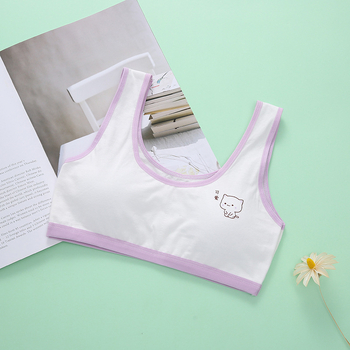 Sutien fără bretele, din bumbac, respirabil, cupă completă, imprimeu desene animate pentru fete 7–12 ani