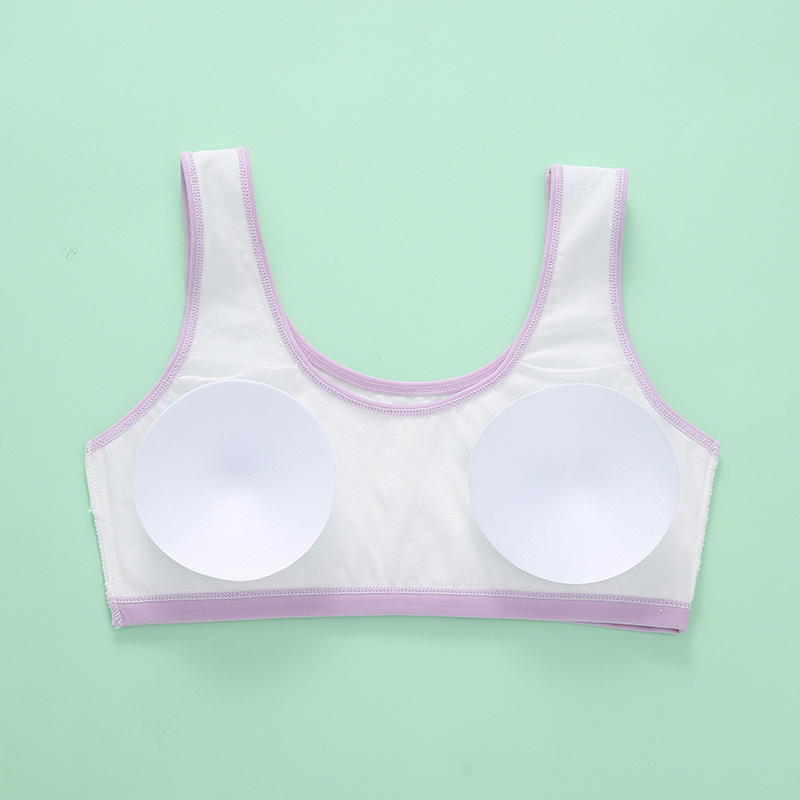 Sutien fără bretele, din bumbac, respirabil, cupă completă, imprimeu desene animate pentru fete 7–12 ani