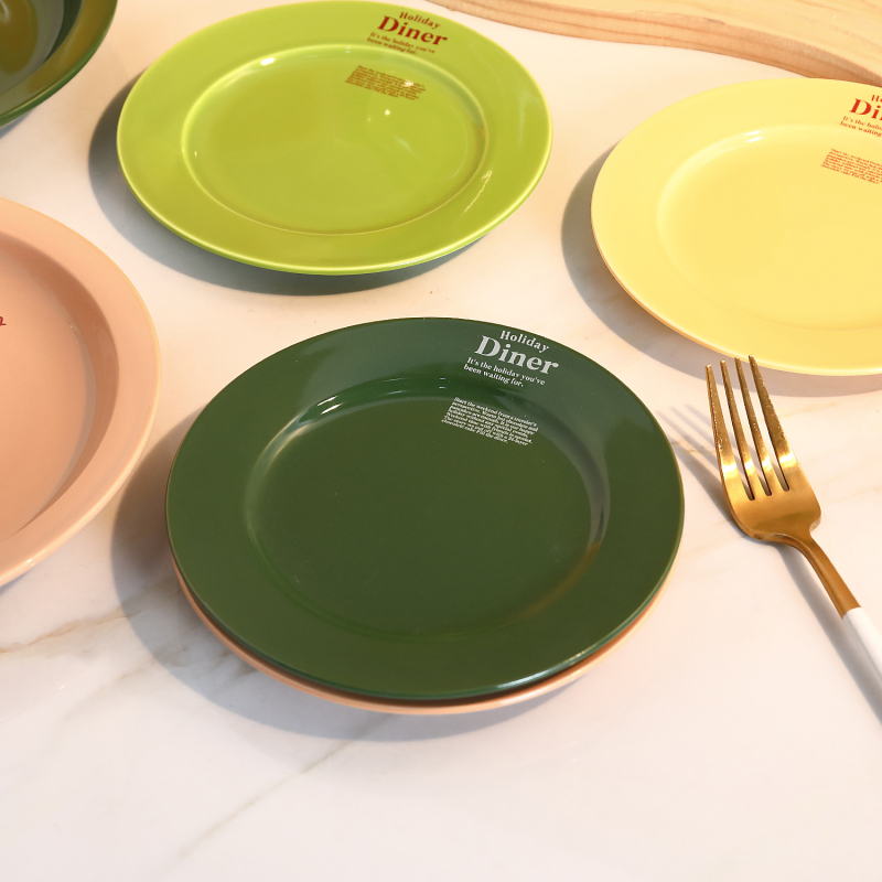 Farfurie din porțelan, stil coreean, rotundă, compatibilă cu cuptorul cu microunde