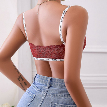 Bežični čipkasti grudnjak, jednoslojni, nylon tkanina, fiksni dvostruki naramenice, francuski stil
