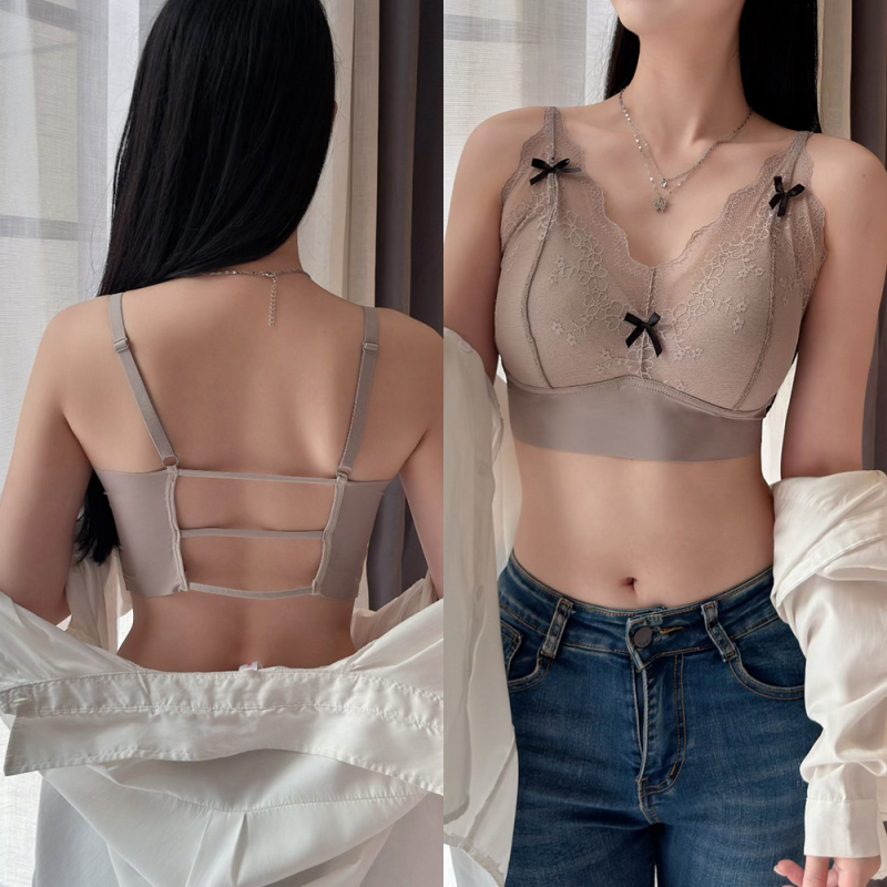 Sutien din nailon fără cusături, fără spate, cu cupe complete — modelat (sus subțire, jos gros) – fără urme