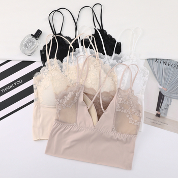 Sutien din nylon fără bretele, cu spate dantelat, cupe triunghi, cupe subțiri formate, susținere și confort