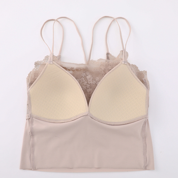 Sutien din nylon fără bretele, cu spate dantelat, cupe triunghi, cupe subțiri formate, susținere și confort