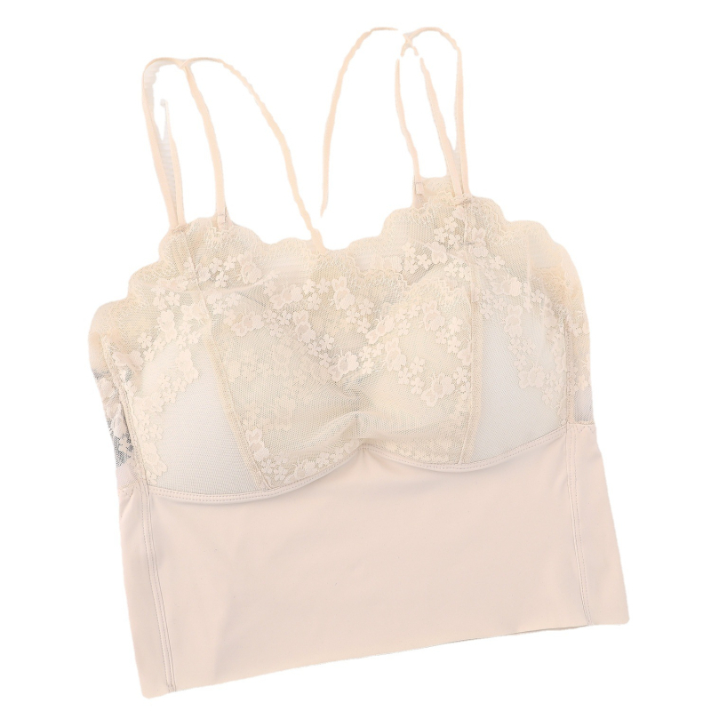 Sutien din nylon fără bretele, cu spate dantelat, cupe triunghi, cupe subțiri formate, susținere și confort