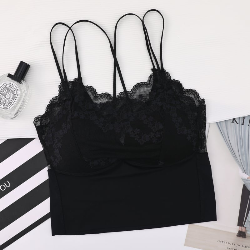 Sutien din nylon fără bretele, cu spate dantelat, cupe triunghi, cupe subțiri formate, susținere și confort