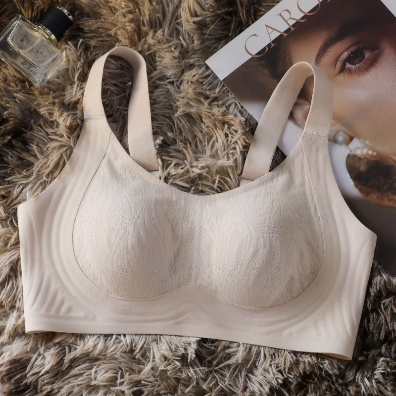  Sutien Push-Up fără cusături, cupe în formă de urechi de iepure, cupă ultra-subțire modelată, bretele fixe dublu, închidere pe spate cu patru rânduri