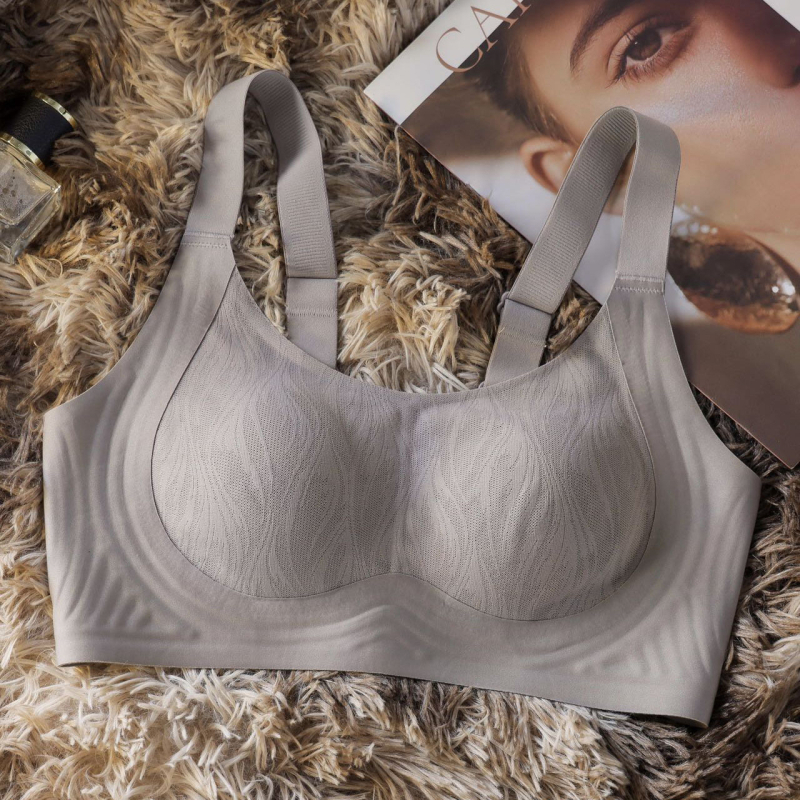  Sutien Push-Up fără cusături, cupe în formă de urechi de iepure, cupă ultra-subțire modelată, bretele fixe dublu, închidere pe spate cu patru rânduri