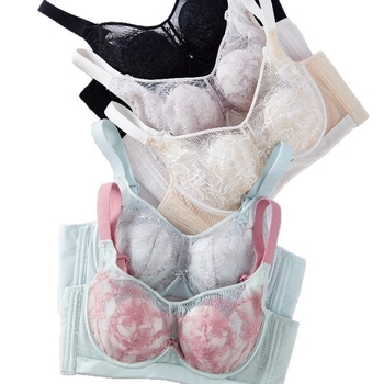  Sutien push-up cupe 3/4, cupe ultrau subțire modele, material nylon, inel din oțel, închidere la spate cu patru rânduri de cârlige, bretele fixe, broderie