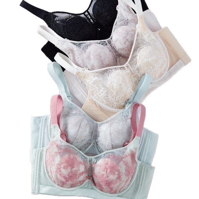  Sutien push-up cupe 3/4, cupe ultrau subțire modele, material nylon, inel din oțel, închidere la spate cu patru rânduri de cârlige, bretele fixe, broderie