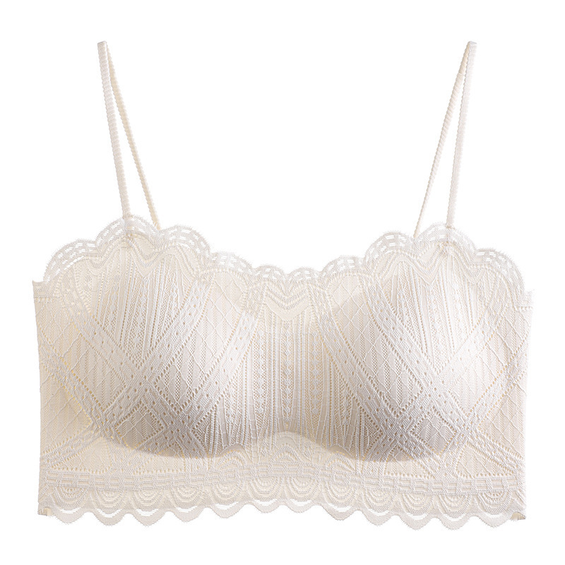 Bežično čipkasto bustier s dvostrukim trakama, bešavni dizajn, otvorena leđa