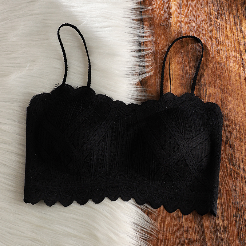Bežično čipkasto bustier s dvostrukim trakama, bešavni dizajn, otvorena leđa