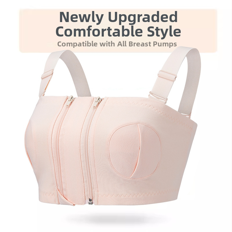 Medvilninė maitinančios liemenėlė su priekiniu užsegimu ir vieno/dviejų užtrauktukų, po gimdymo, atsiejami dvigubi dirželiai