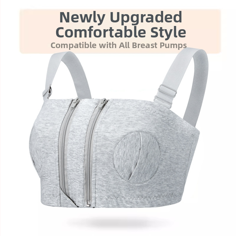 Medvilninė maitinančios liemenėlė su priekiniu užsegimu ir vieno/dviejų užtrauktukų, po gimdymo, atsiejami dvigubi dirželiai