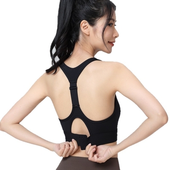 Sportinis liemenėlė jogos ir fitnesui su fiksuotais pečių dirželiais, pilnas puodelis, plonai formuojami puodeliai iš putų, nugaros trijų eilių uždarymas