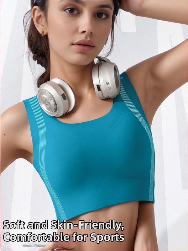 Безшевен спортен сутиен за тренировки, безжичен, дишащ, с вградени чашки