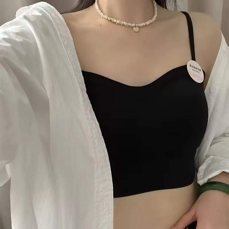 Ljetni tube top s otvorenim leđima i tankim trakama, mekana podrška, žensko donje rublje