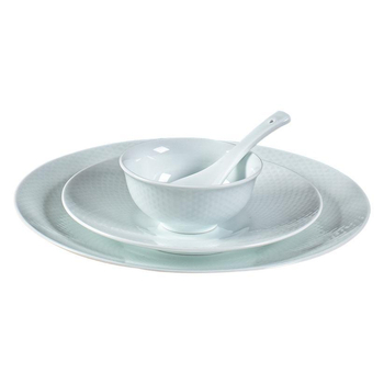 Portselanist hotellilaua serveerimiskomplekt, underglaze color, triibuline muster, 9-osaline komplekt