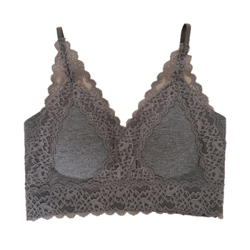 Bustier din dantelă fără cusături, push-up, top cu bretele fixe, cupe triunghi, poliester respirabil, spate frumos