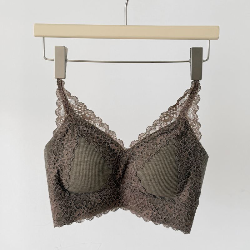 Bustier din dantelă fără cusături, push-up, top cu bretele fixe, cupe triunghi, poliester respirabil, spate frumos