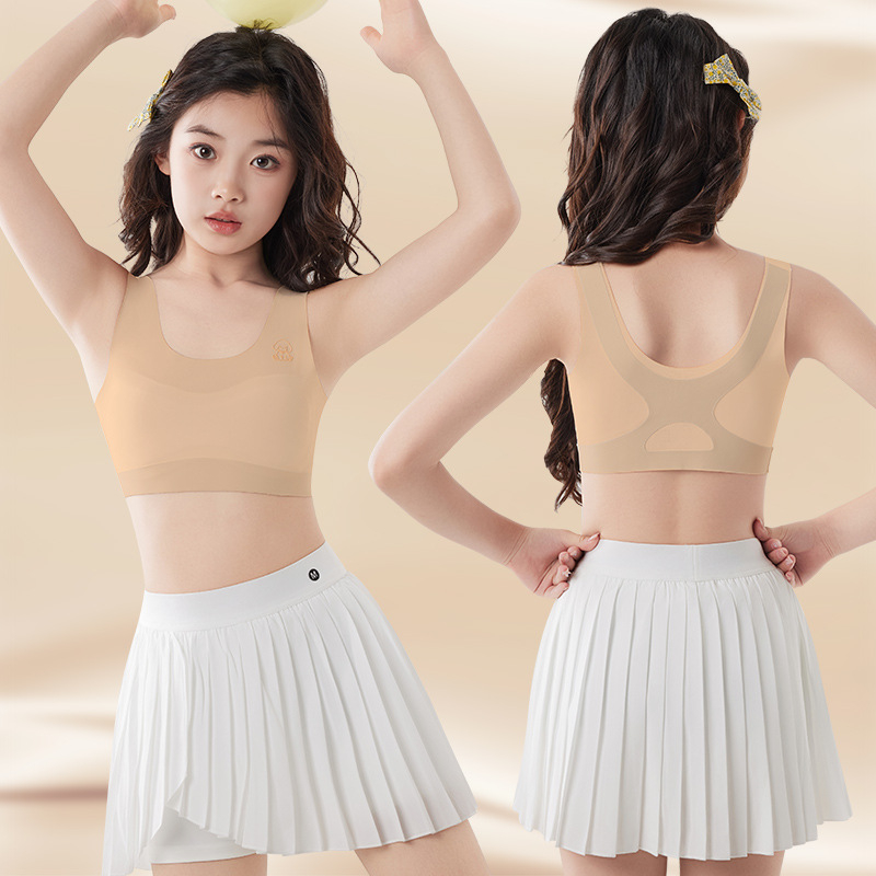 Tüdrukute arengu perioodi esimene etapp rinnahoidja – tüdrukutele, 80% nailon, 20% elastaan; nailonist kangas; päritolu Guangdong; väljaanne sügis 2025