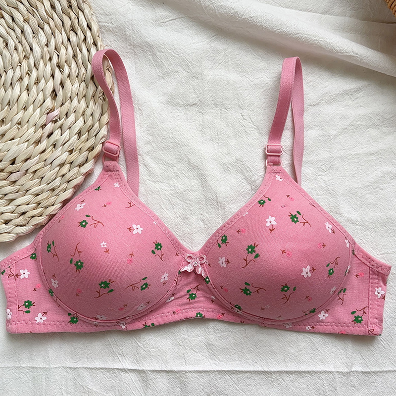 Ženski grudnjak bez žice s malim floralnim uzorkom, 3/4 košarice, tanke oblikovane košarice, prozračni najlon, stražnje dvostruke kopče