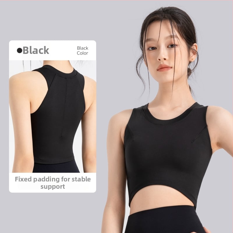 Женски спортен сутиен за висока интензивност, едноцял дизайн, основен материал нейлон, подплата спандекс, чашка 3/4, фиксирани двойни презрамки