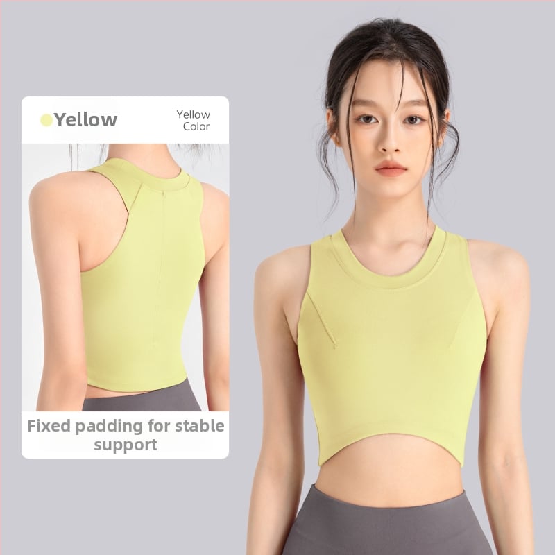 Женски спортен сутиен за висока интензивност, едноцял дизайн, основен материал нейлон, подплата спандекс, чашка 3/4, фиксирани двойни презрамки