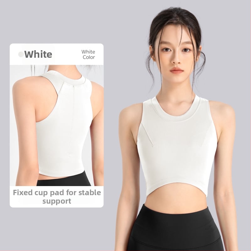 Женски спортен сутиен за висока интензивност, едноцял дизайн, основен материал нейлон, подплата спандекс, чашка 3/4, фиксирани двойни презрамки