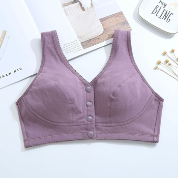 Сутиен за кърмене без кост, памучен, предно закопчаване, пълна чашка, тънко формована чашка, фиксирани двойни презрамки, дишащ и удобен