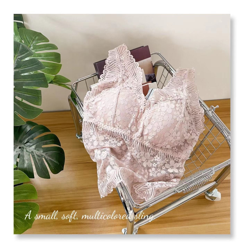 Žensko latex donje rublje s čipkom, francuski stil, bežični grudnjak, tubasti top
