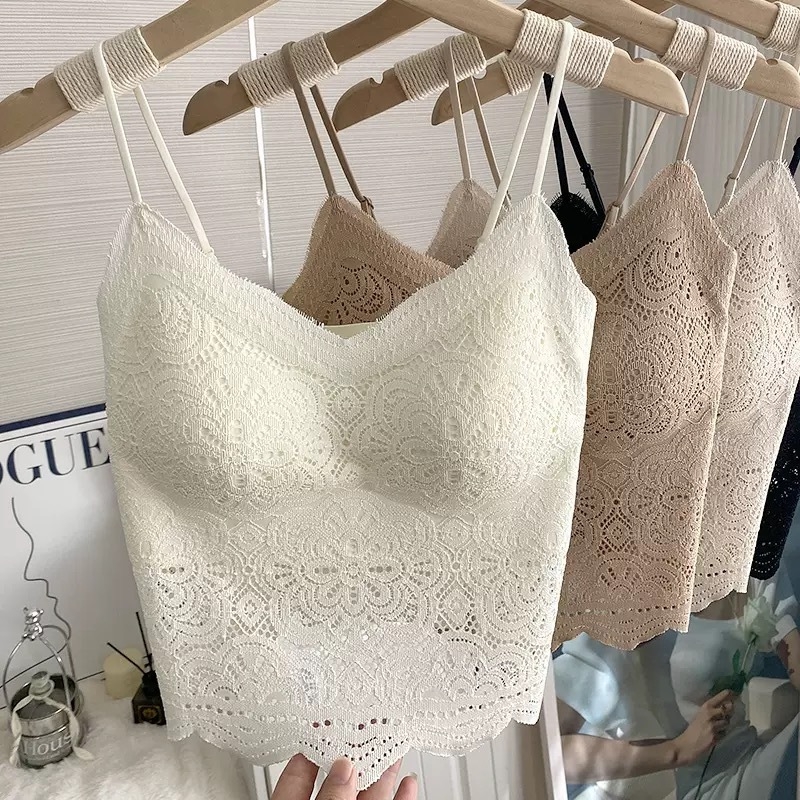 Camisola s integriranim ušivenim grudnjakom i čipkastim leđima, najlonsko tkanina, V-izrez, 181–200 g/m²