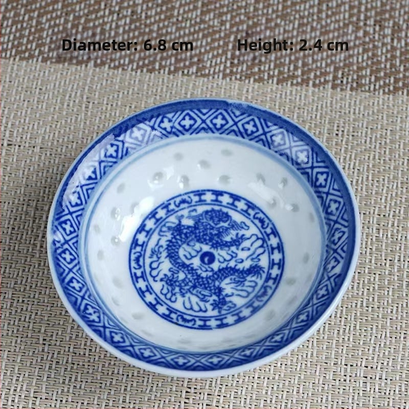 Porcelanski tanjur za serviranje Jingdezhen Linglong s motivom zmaja, okruglog oblika, za posluživanje i juhu, otporan na mikrovalnu pećnicu, prilagodljiv