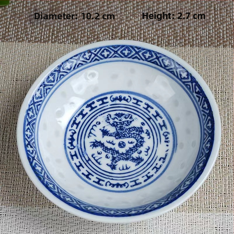 Porcelanski tanjur za serviranje Jingdezhen Linglong s motivom zmaja, okruglog oblika, za posluživanje i juhu, otporan na mikrovalnu pećnicu, prilagodljiv