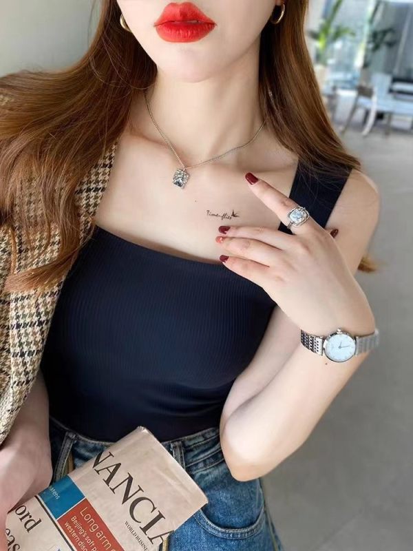 Korejskog stila bezšivni top s ribiranom stražnjim dijelom, za žene, udoban i prozračan, casual tube top s umetkom za prsa