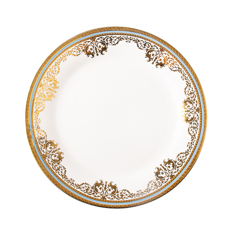 Porcelanski plosnati tanjur, kružni tanjur za jelo, promjer 24–24,9 cm, višestruki uzorci, svijetli luksuzni stil