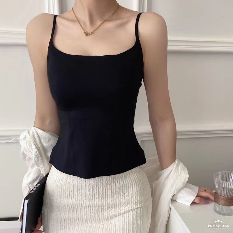Camisola bez šavova, s nude dojmom, ugrađeni jastučići za grudi, tkanina od spandexa, naramenice sling, za sve sezone
