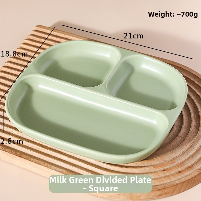 Farfurie ceramică cu trei compartimente pentru o singură persoană – model floral nordic sub glazură, stil japonez, rotund, compatibil cu microunde