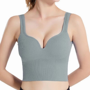 Bevielė sportinė liemenėlė su ilga linija, 3/4 puodelio, kempinės įdėklas, nailonas audinys, dvigubi pečiai, tinkama jogai ir miegui