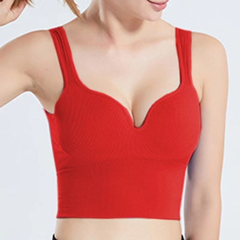 Bevielė sportinė liemenėlė su ilga linija, 3/4 puodelio, kempinės įdėklas, nailonas audinys, dvigubi pečiai, tinkama jogai ir miegui