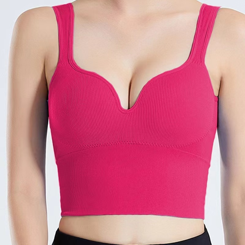 Bevielė sportinė liemenėlė su ilga linija, 3/4 puodelio, kempinės įdėklas, nailonas audinys, dvigubi pečiai, tinkama jogai ir miegui